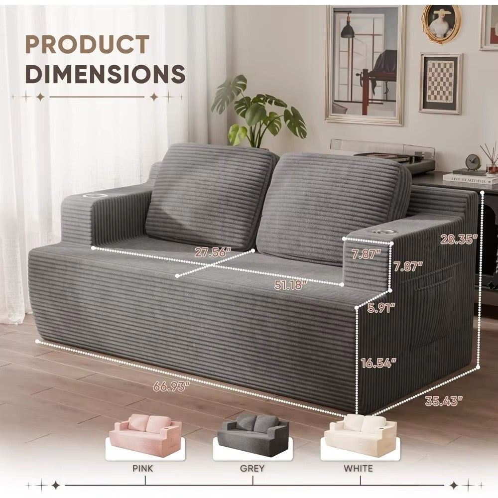 Cloud Couch Sofa 2 Seater Loveseat Upholstered Floor Sofa with Memory Foam