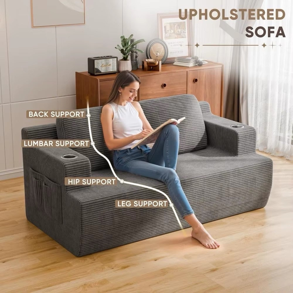 Cloud Couch Sofa 2 Seater Loveseat Upholstered Floor Sofa with Memory Foam