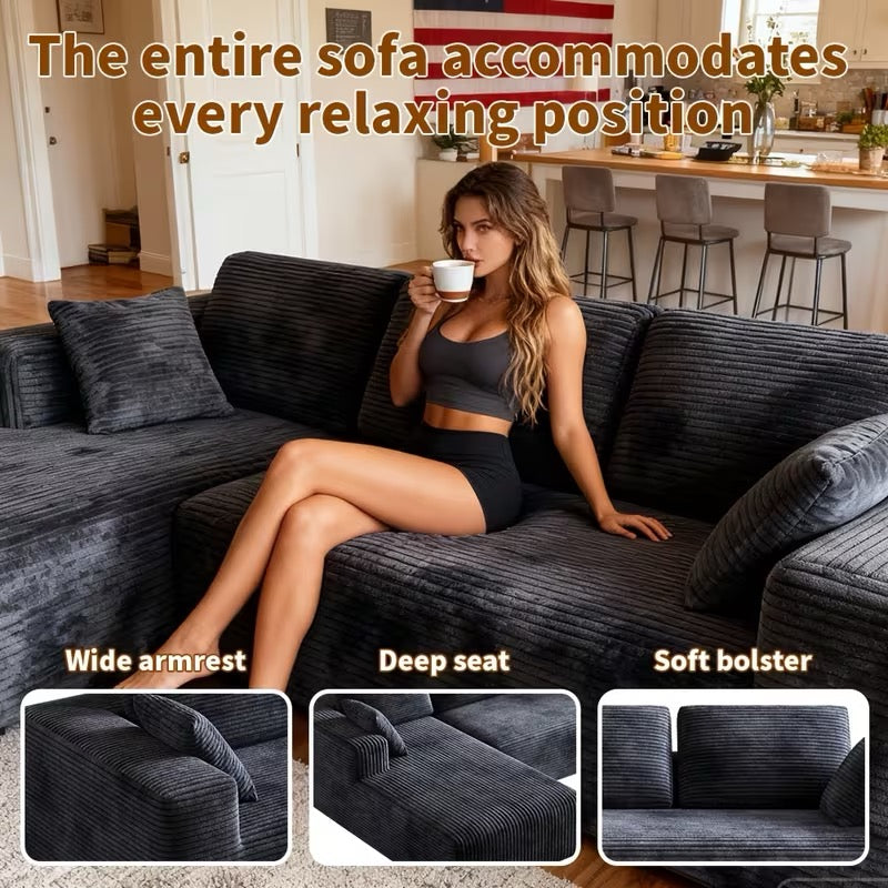 Extra Large L-Shaped Sectional Sofa Modular Plush Cloud Couch with Right Chaise