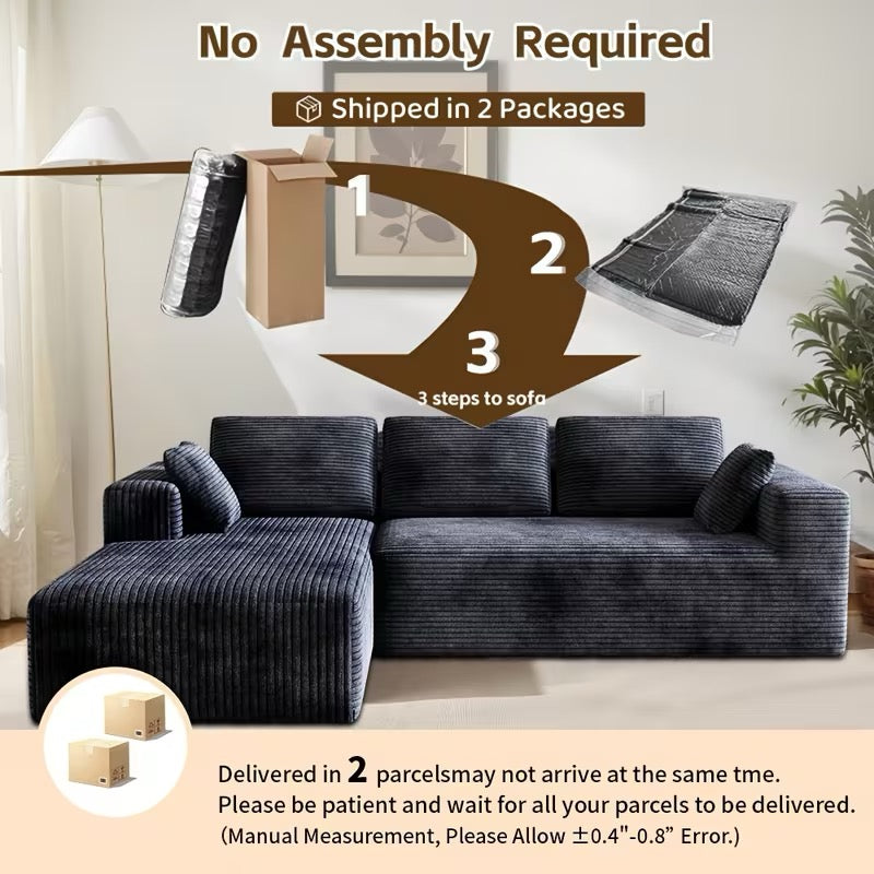 Extra Large L-Shaped Sectional Sofa Modular Plush Cloud Couch with Right Chaise