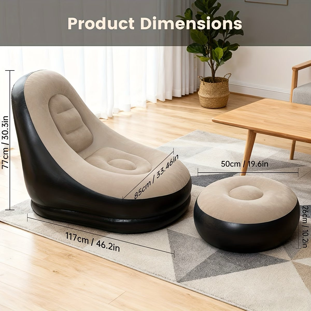 Heavy-Duty Inflatable Recliner Sofa for Adults with a Footstool - a Portable, Foldable Air Couch