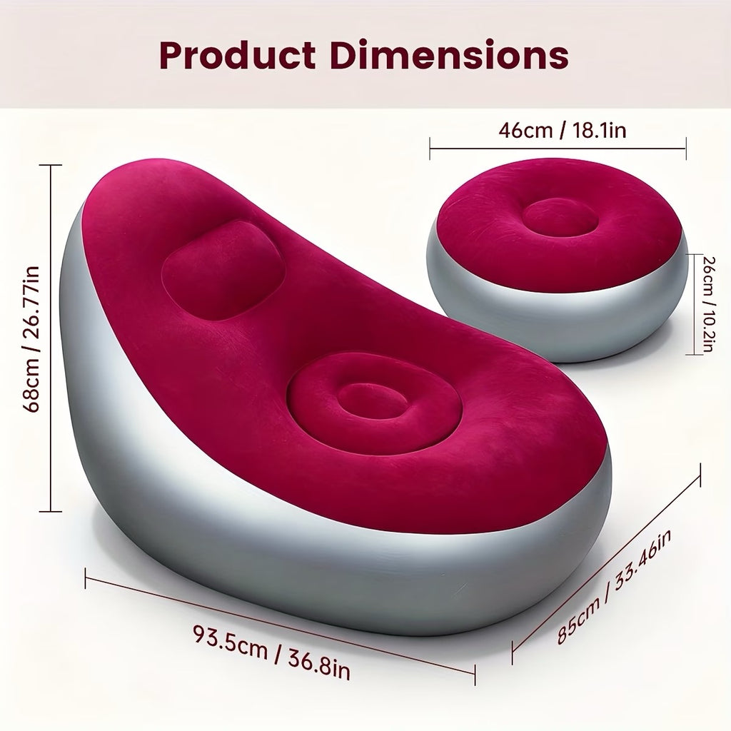 Heavy-Duty Inflatable Recliner Sofa for Adults with a Footstool - a Portable, Foldable Air Couch