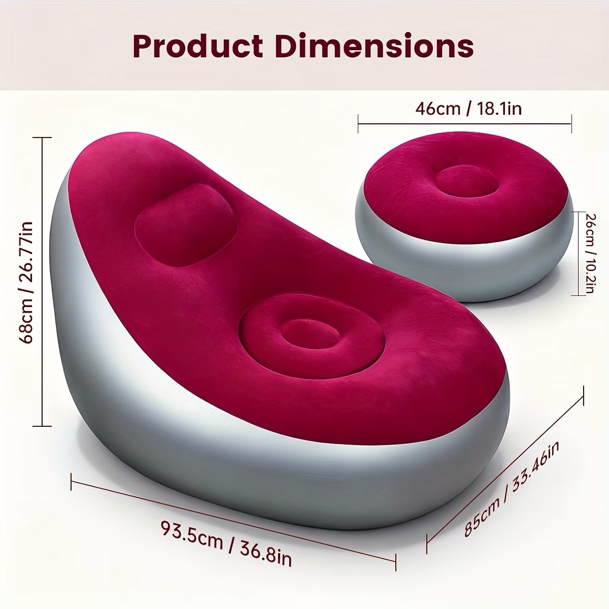 Heavy-Duty Inflatable Recliner Sofa for Adults with a Footstool - a Portable, Foldable Air Couch