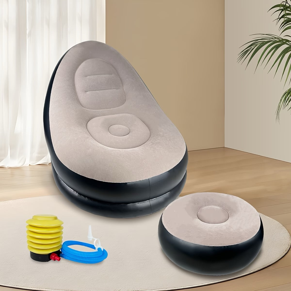 Heavy-Duty Inflatable Recliner Sofa for Adults with a Footstool - a Portable, Foldable Air Couch