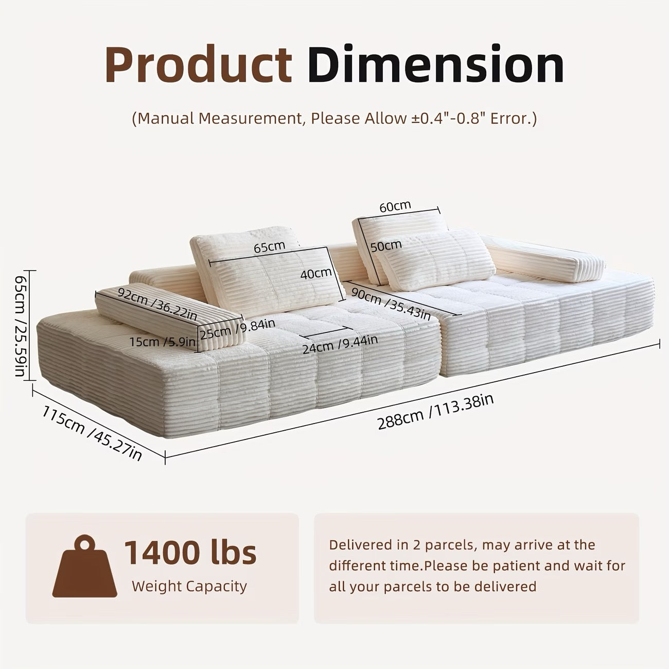 110.24-inch Modular Combination Sofa, U-shaped Living Room Sofa