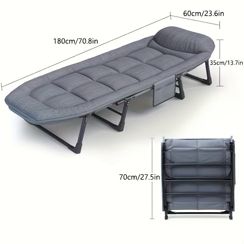 Multi-Position Adjustable Headrest Folding Bed Chair, Outdoor/Indoor Resting & Camping