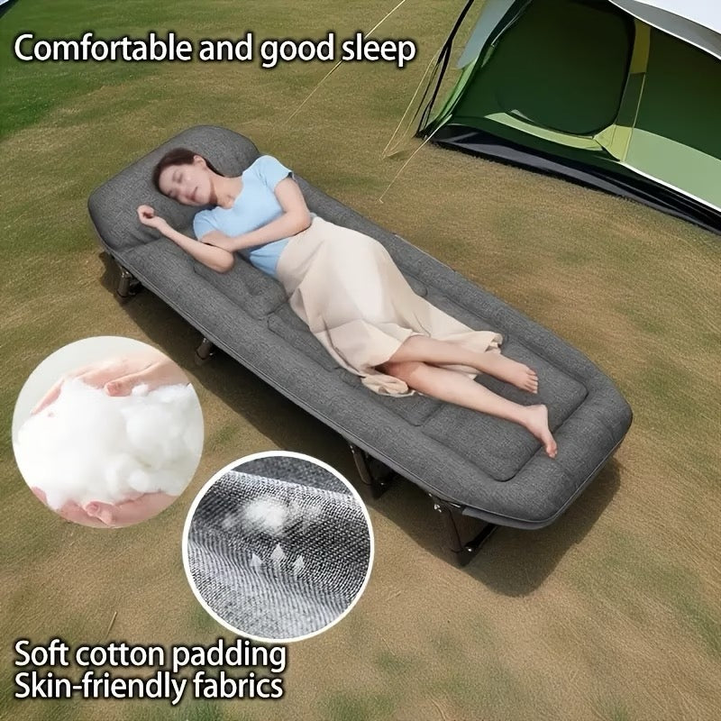 Multi-Position Adjustable Headrest Folding Bed Chair, Outdoor/Indoor Resting & Camping