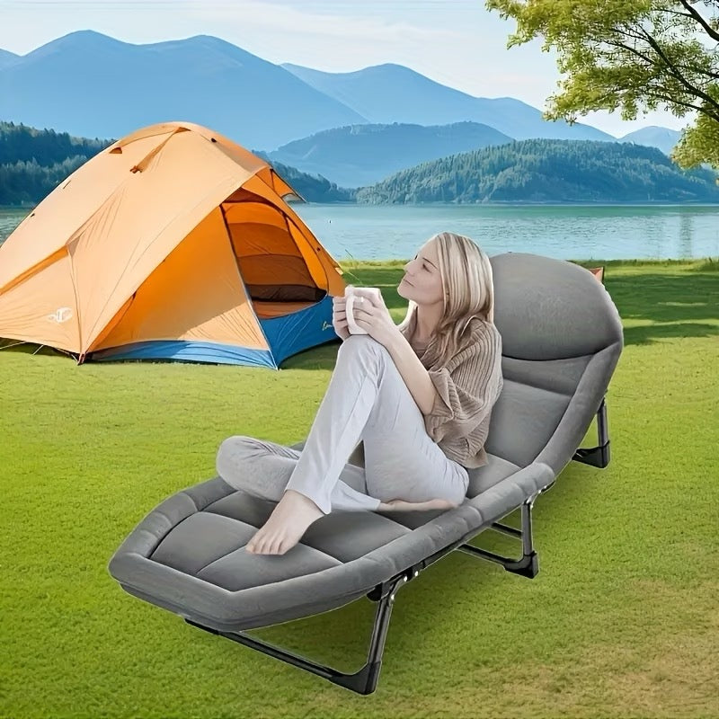 Multi-Position Adjustable Headrest Folding Bed Chair, Outdoor/Indoor Resting & Camping