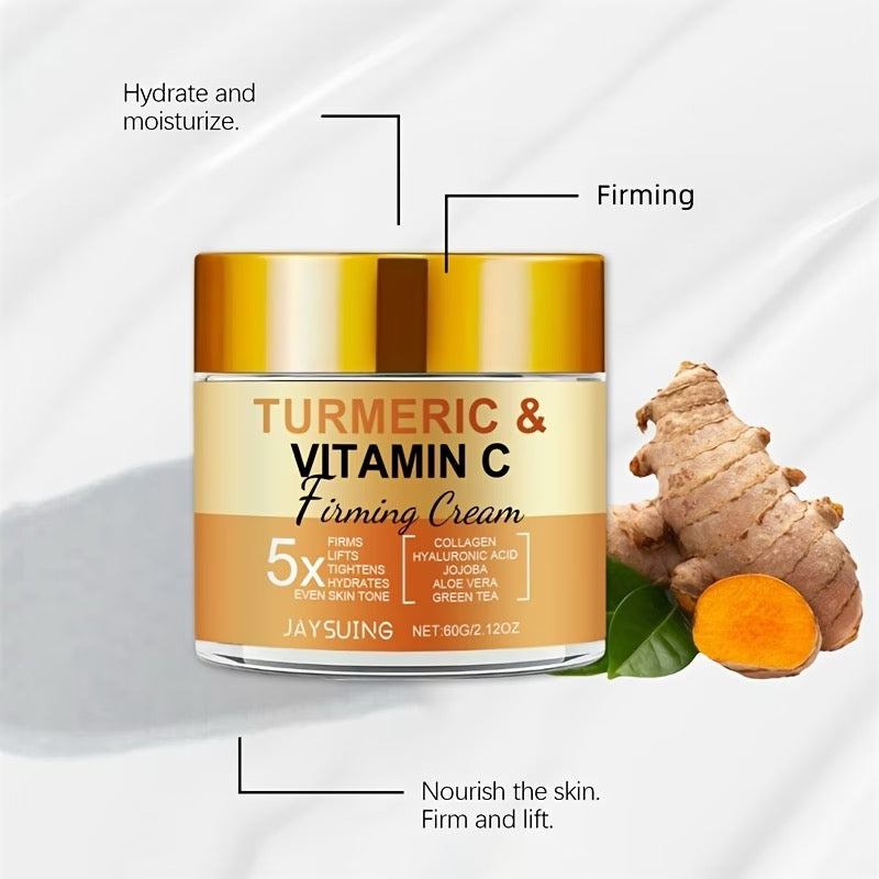 2 for 1 Turmeric And Vitamin C Firming Cream, Containing Collagen, Wild Orange, Vitamin E - Suitable For All Skin Types