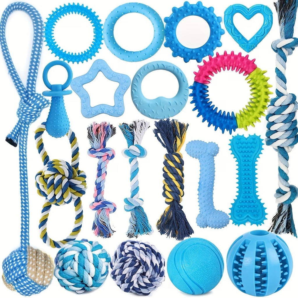 Collection of Assorted Puppy Toys Designed for Teething, Play, And Engagement
