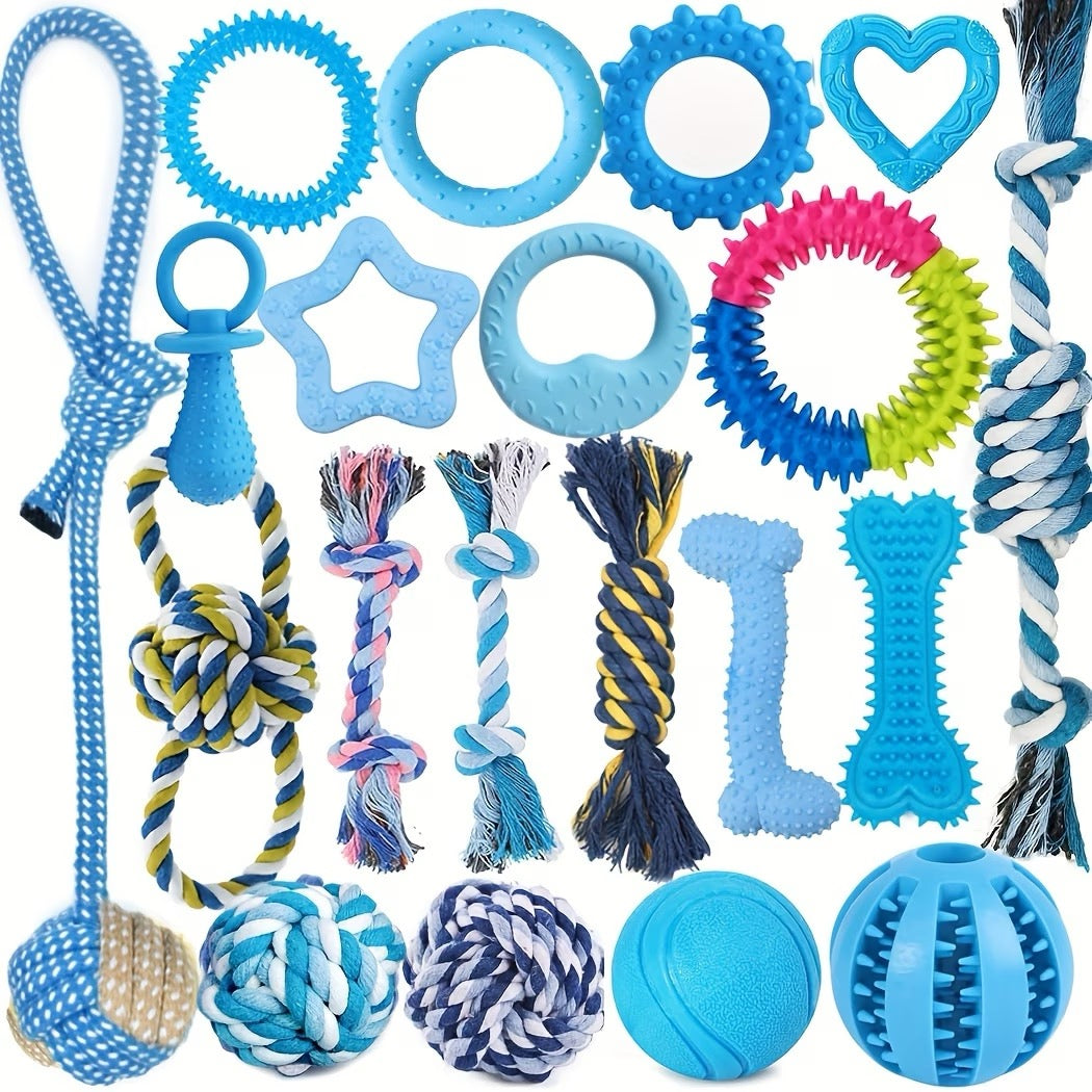 Collection of Assorted Puppy Toys Designed for Teething, Play, And Engagement