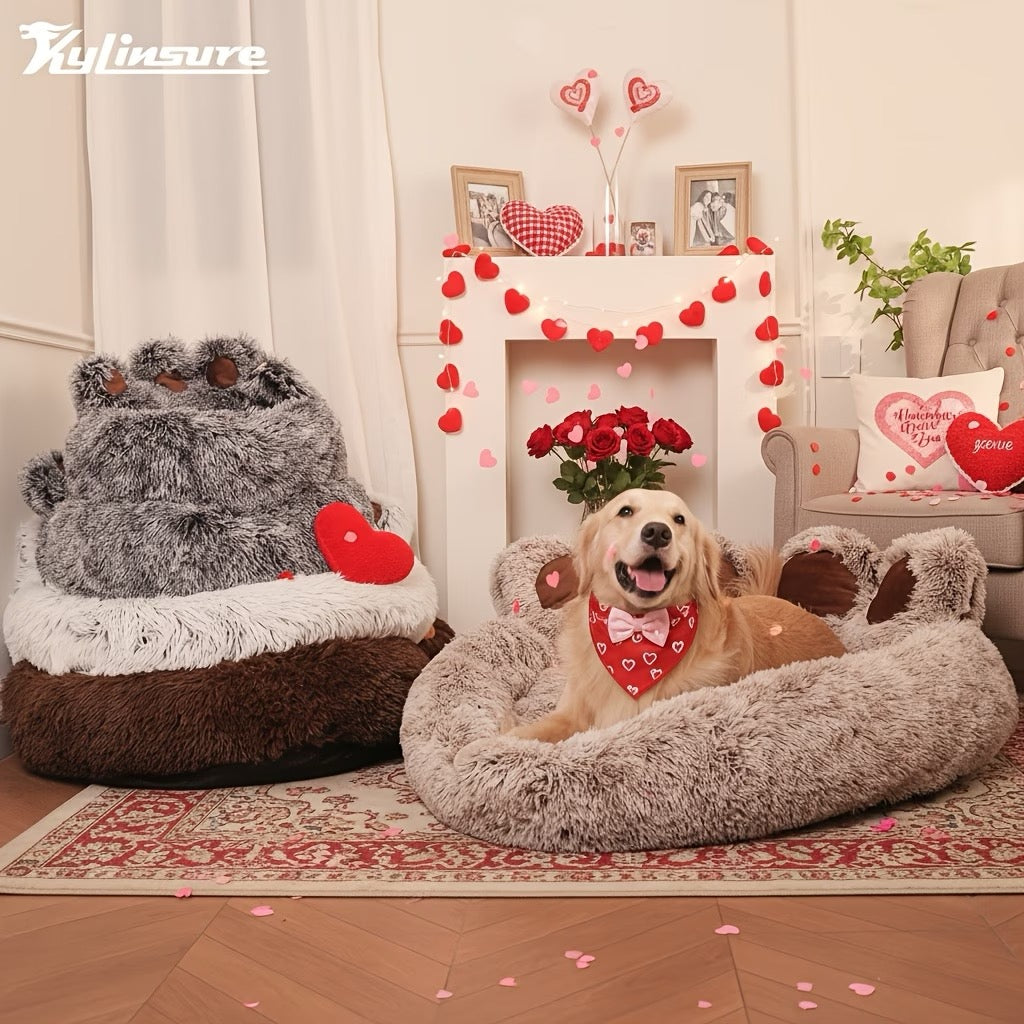 [Plush Pet Mattress] Cute Bear Paw Shaped Dog Bed And Cat Bed