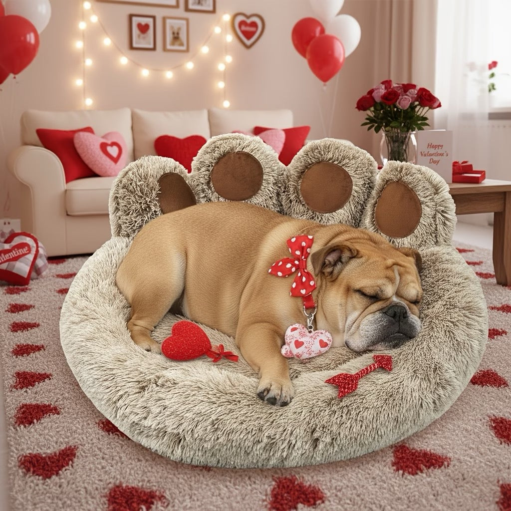 [Plush Pet Mattress] Cute Bear Paw Shaped Dog Bed And Cat Bed
