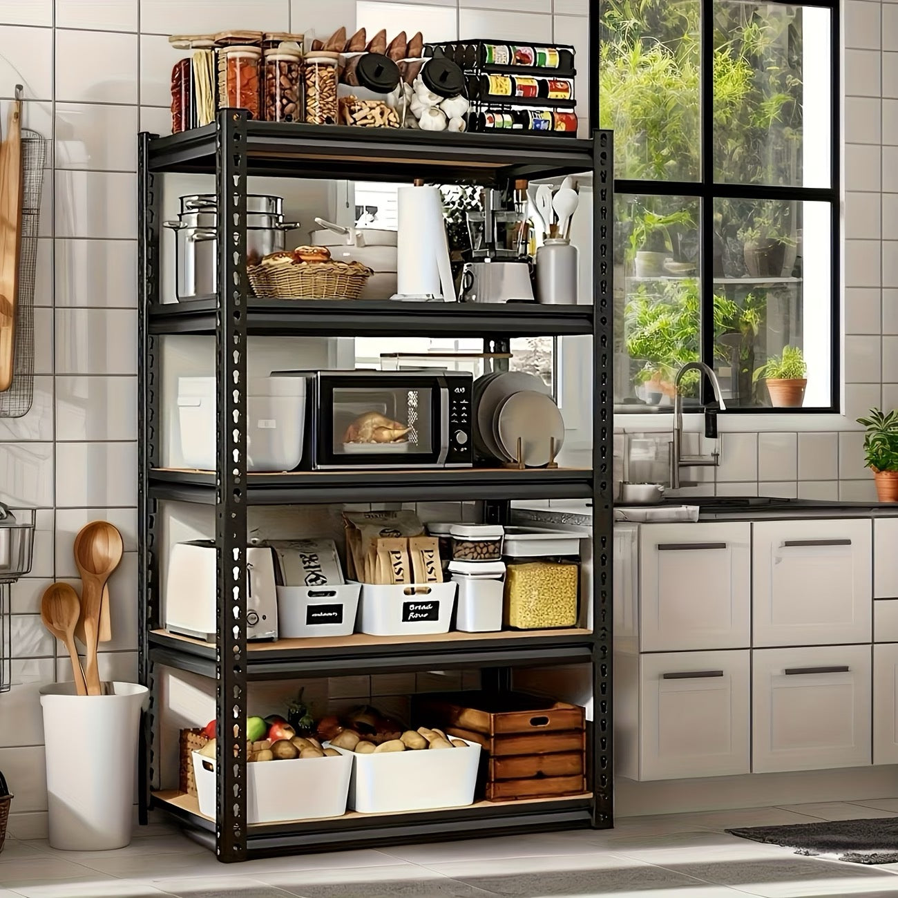 72"/60"H Garage Shelving Storage Shelves 5-Tier, 72" H X 35.5" W X 16" D, 2000LBS Capacity
