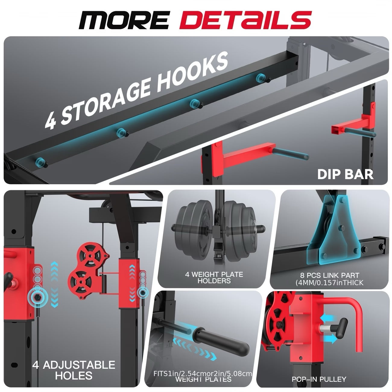 Heavy-Duty Power Rack & Power Cage - 1500LBS Capacity Squat Rack with Dual Cable Pulley System