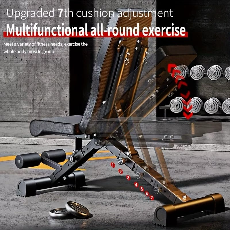 Adjustable Weight Bench with Resistance Bands & Tension Ropes