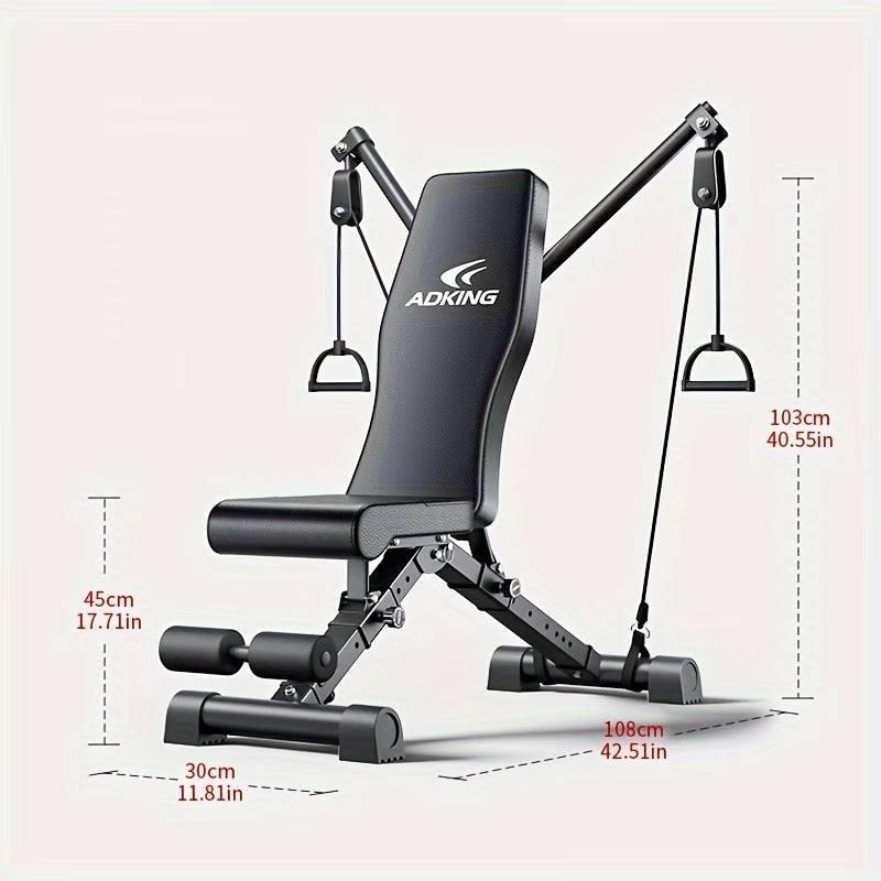 Adjustable Weight Bench with Resistance Bands & Tension Ropes