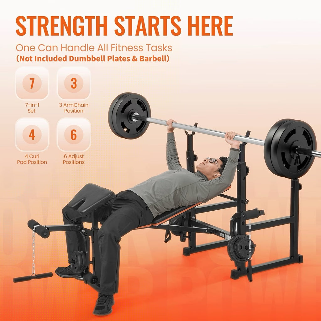 Sturdy 600Lbs 7-In-1 Adjustable Weight Bench