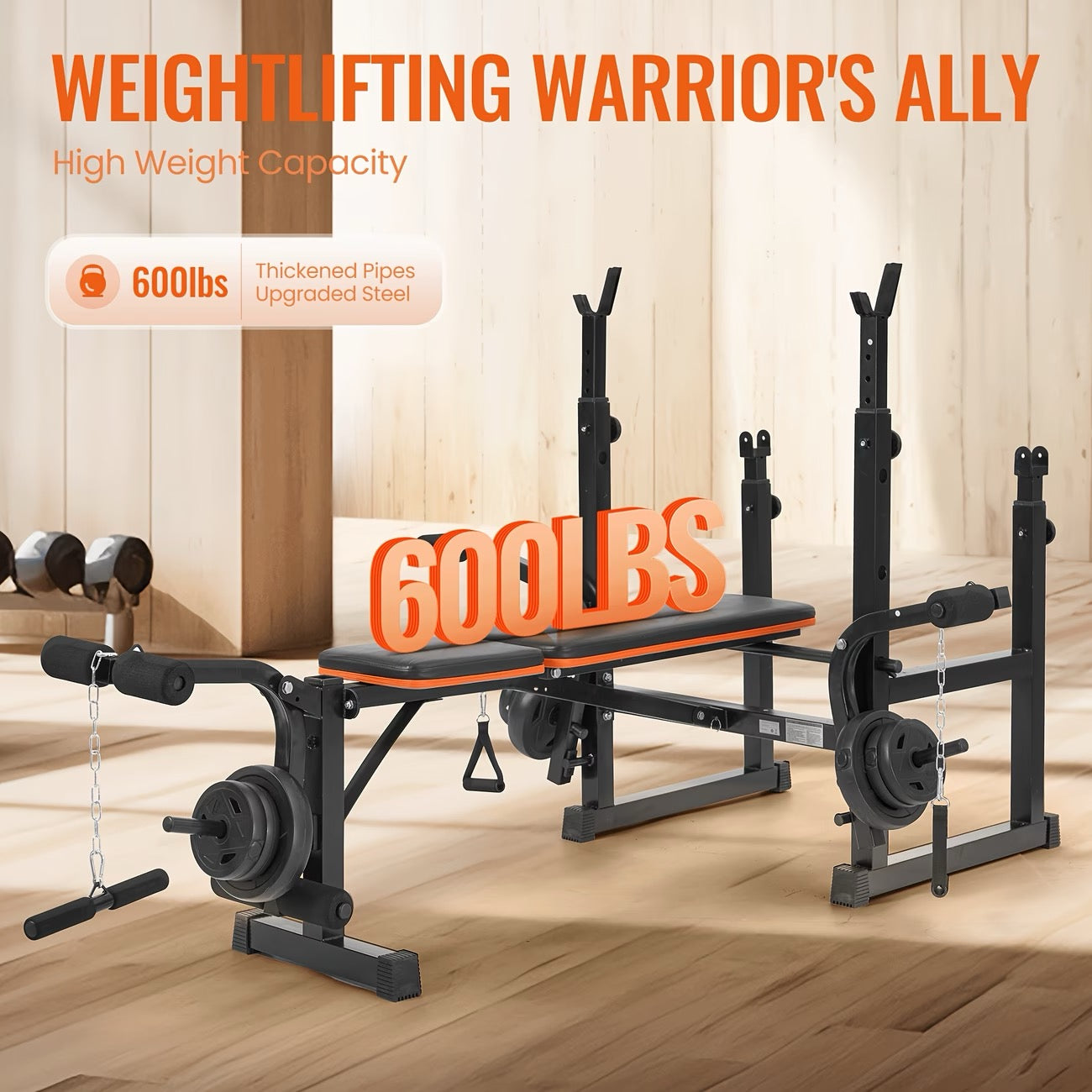 Sturdy 600Lbs 7-In-1 Adjustable Weight Bench