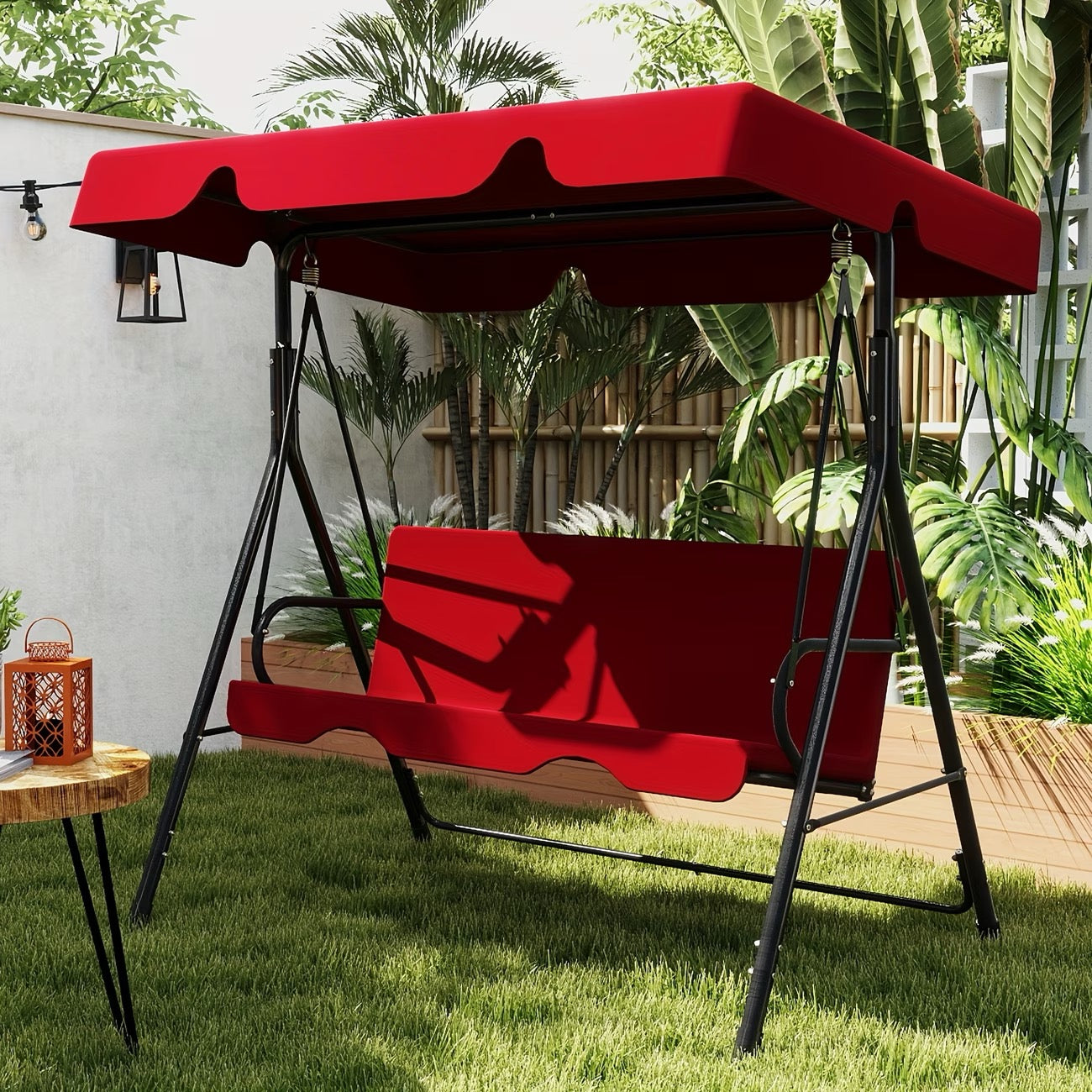 Outdoor Porch Swing Glider With Canopy And Adjustable Bracket