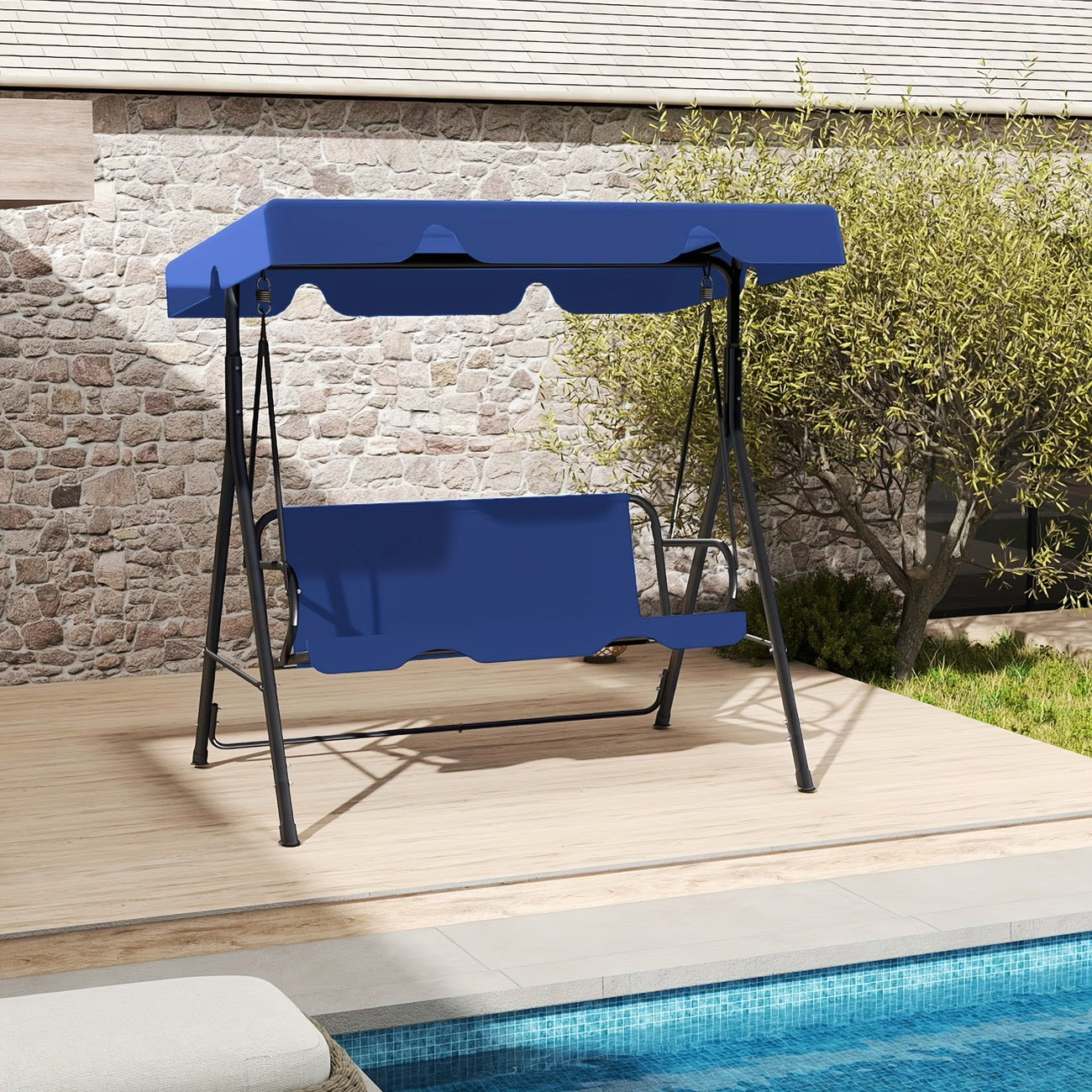 Outdoor Porch Swing Glider With Canopy And Adjustable Bracket