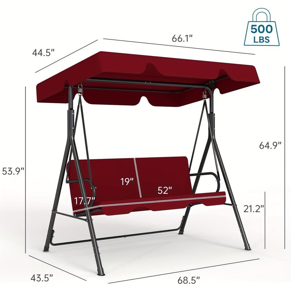 Outdoor Porch Swing Glider With Canopy And Adjustable Bracket