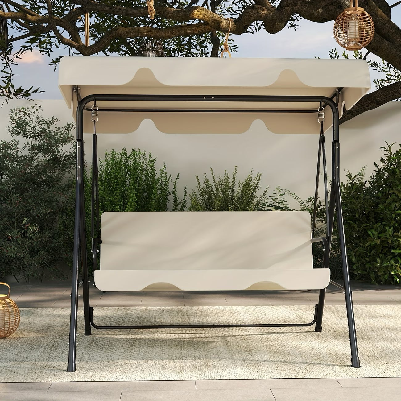 Outdoor Porch Swing Glider With Canopy And Adjustable Bracket
