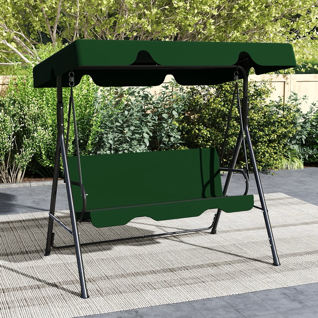 Outdoor Porch Swing Glider With Canopy And Adjustable Bracket