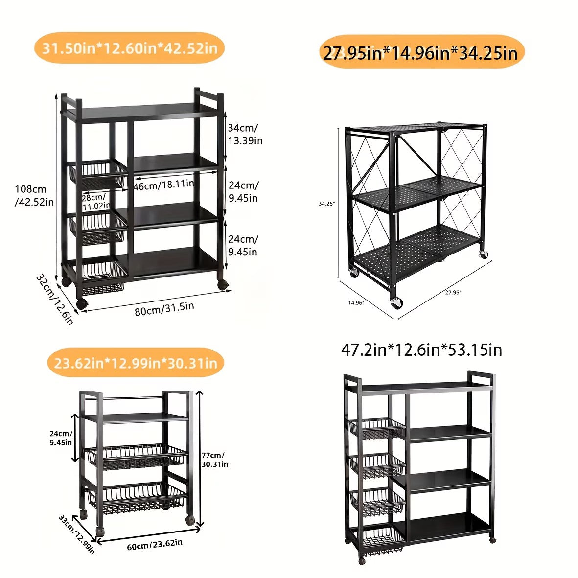 4/3 Tier Movable Storage Rack