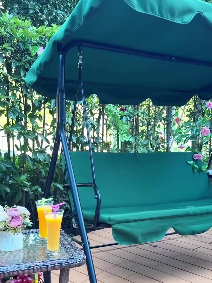 Outdoor Porch Swing Glider With Canopy And Adjustable Bracket