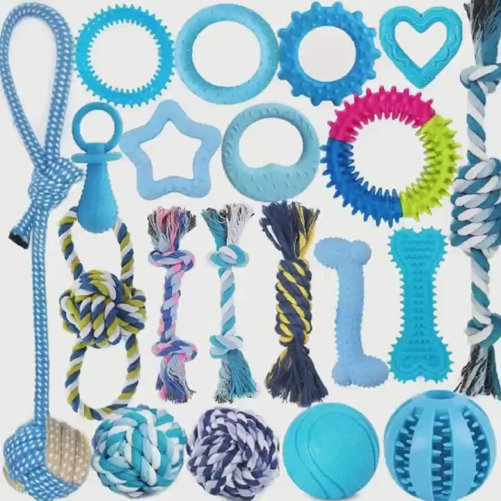 Collection of Assorted Puppy Toys Designed for Teething, Play, And Engagement