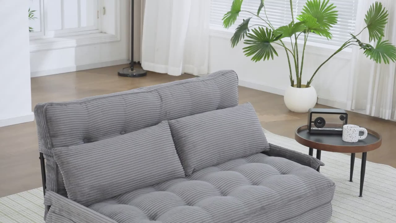 Modern Convertible Sofa Bed with Memory Foam Corduroy Fabric With Metal Frame