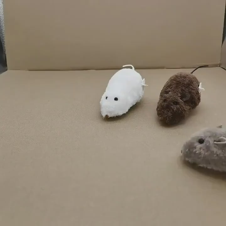 Set of Plush Wind-Up Mechanical Mice Toys